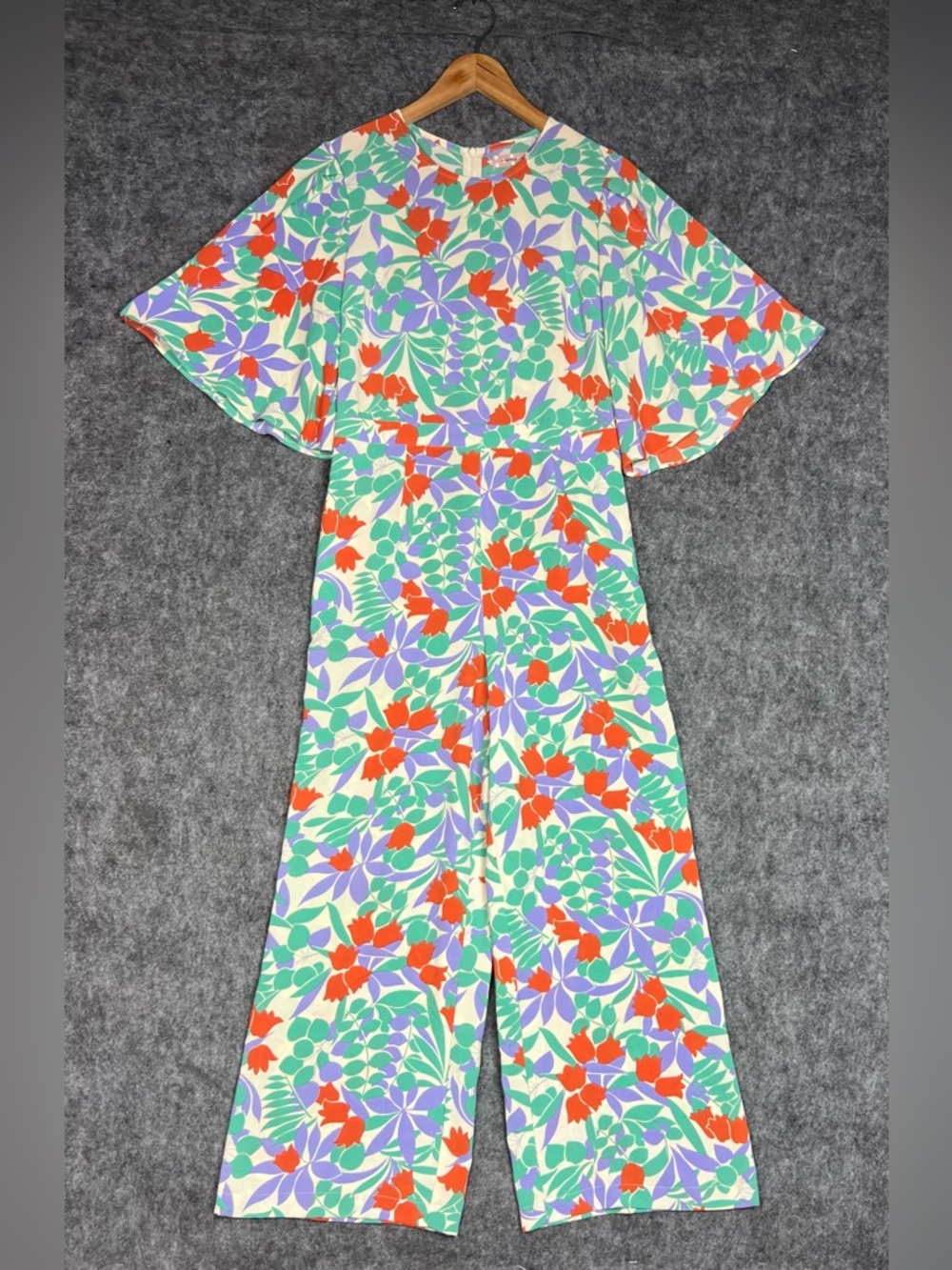 Traffic People Floral Jumpsuit in Cream, Green, Lavender & Red Size Small